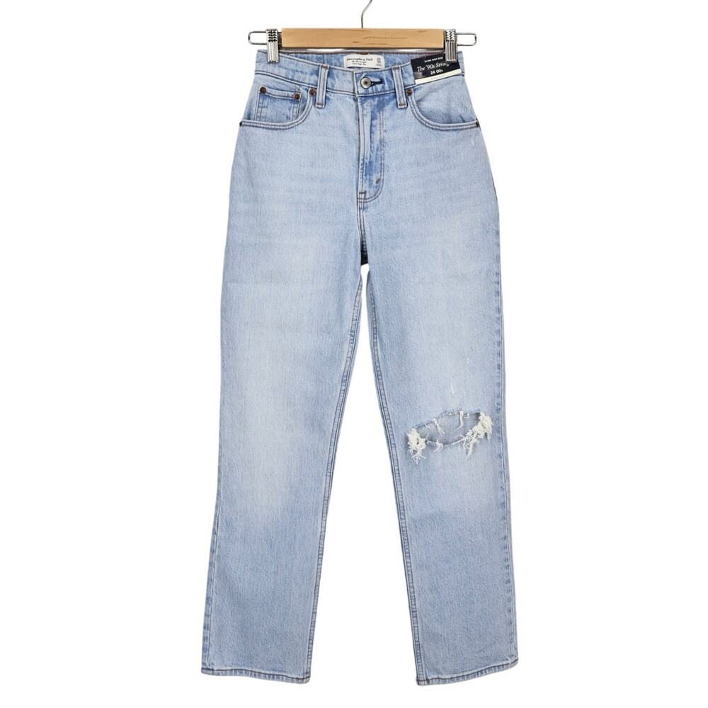 NWT Abercrombie & Fitch Curve Love Ultra High Rise '90s Straight Jean 24/00 S